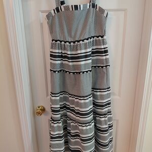 Black and White Striped Maxi Sundress